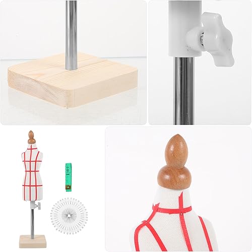 Miniatura 6 de Forma de vestido femenino de tamaño 14, maniquí en miniatura, mini vestido de pantalón de costura con regla y aguja para hacer patrones, maniquí