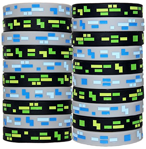 Gypsy Jade's 8-Bit Pixelated Wristbands Birthday Party Favors (Set of 20 Bands)