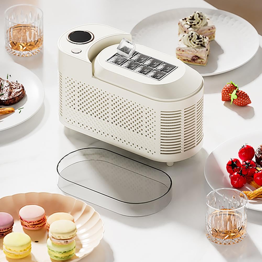 Erxewim Portable Countertop Ice Maker Machine, 8 Cubes In 10-15 Mins, Compact Mini Ice Maker, For Office, Home, Camping, RV, Car & Travel (Cream White) on Fridge.com - View 2