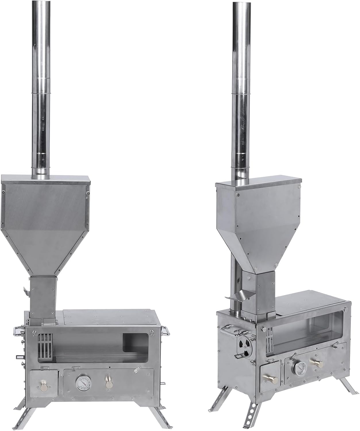 Generic Stainless Wood Burning Stove w/Chimney Pipe Hot Tent Stove with Oven for Outdoor Cooking/Heating/Camping/Hunting and Boiling Water