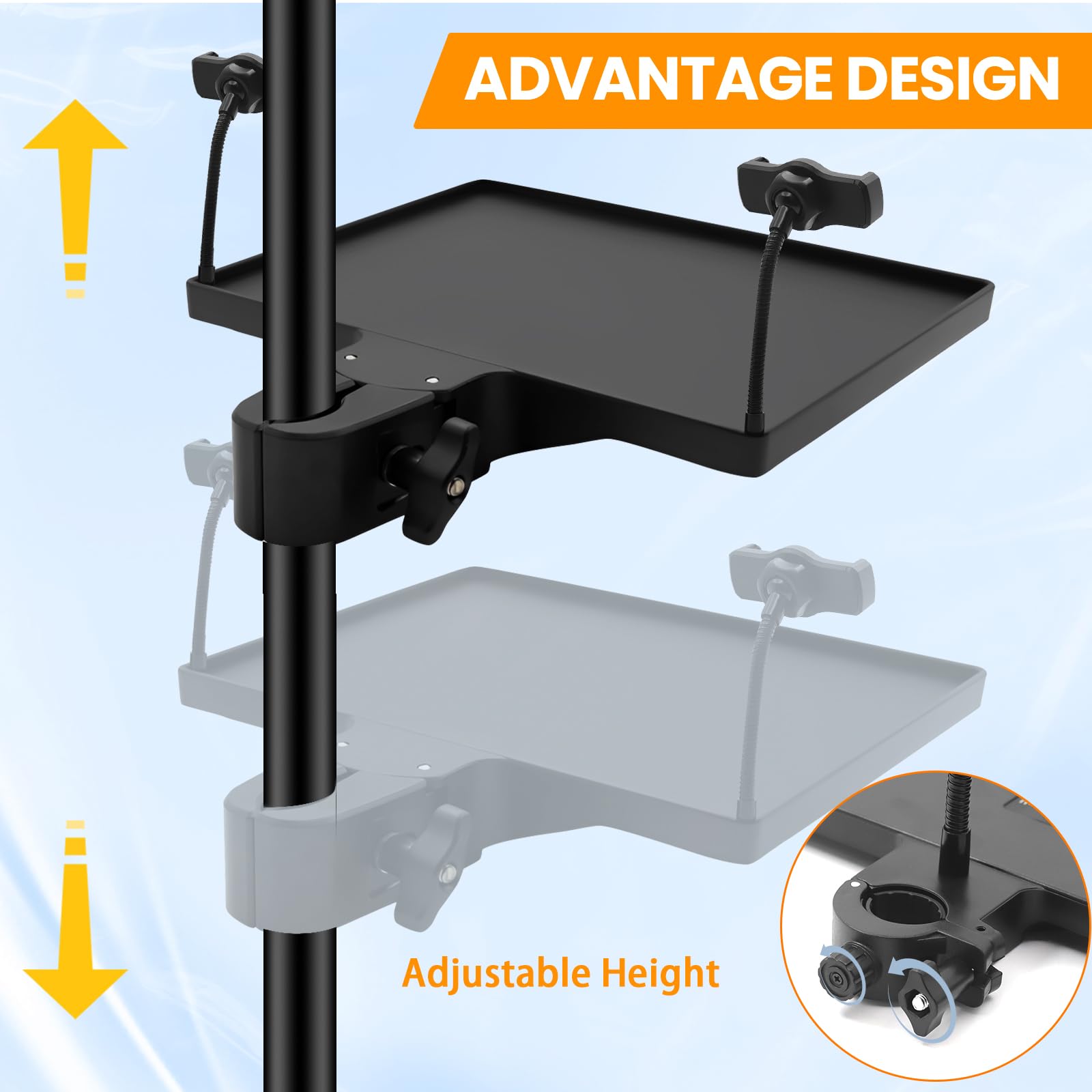 Soporte de micrófono soporte de micrófono clip ajustable con soportes para teléfono celular - práctico soporte para estudio en vivo, partición y grabación de podcast (dos soportes de teléfono)