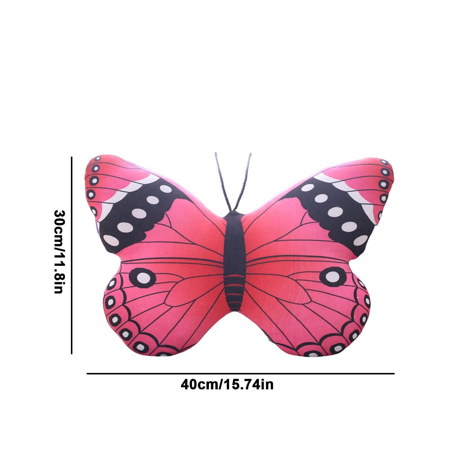 TROYSINC Schmetterling Kissen Rosa - Plüsch Kuschelkissen Mit Spitzenbordüre 40cm