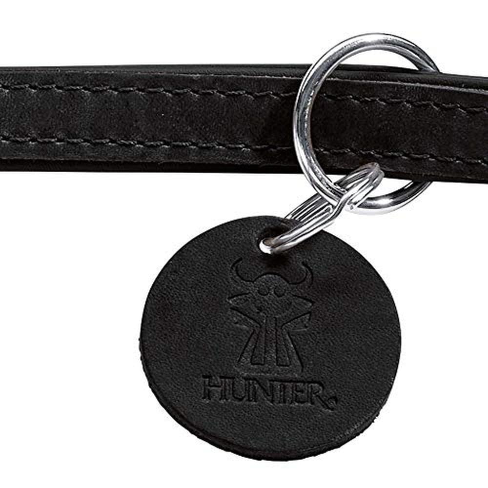 HUNTER Guinzaglio regolabile per cani, in pelle, semplice, resistente, morbido, 2 x 200 cm, colore: nero