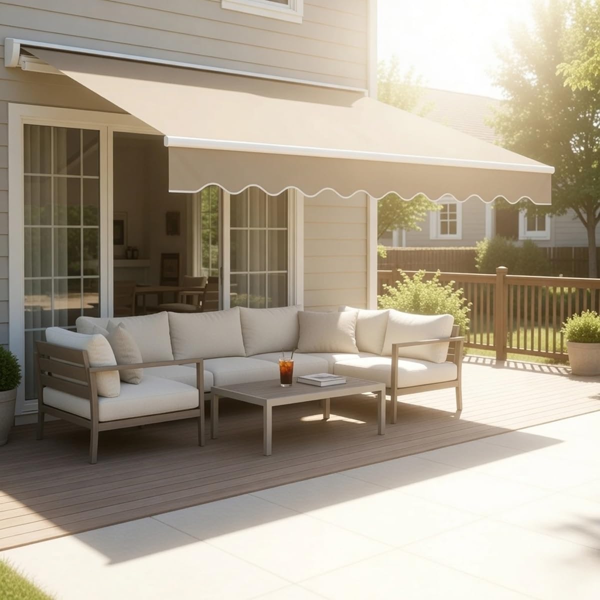 Tessuto di ricambio retrattile con mantovana da 2 m, 2,5 m, 3,5 m, 5 m, tela per patio e giardino (200 x 150 cm)