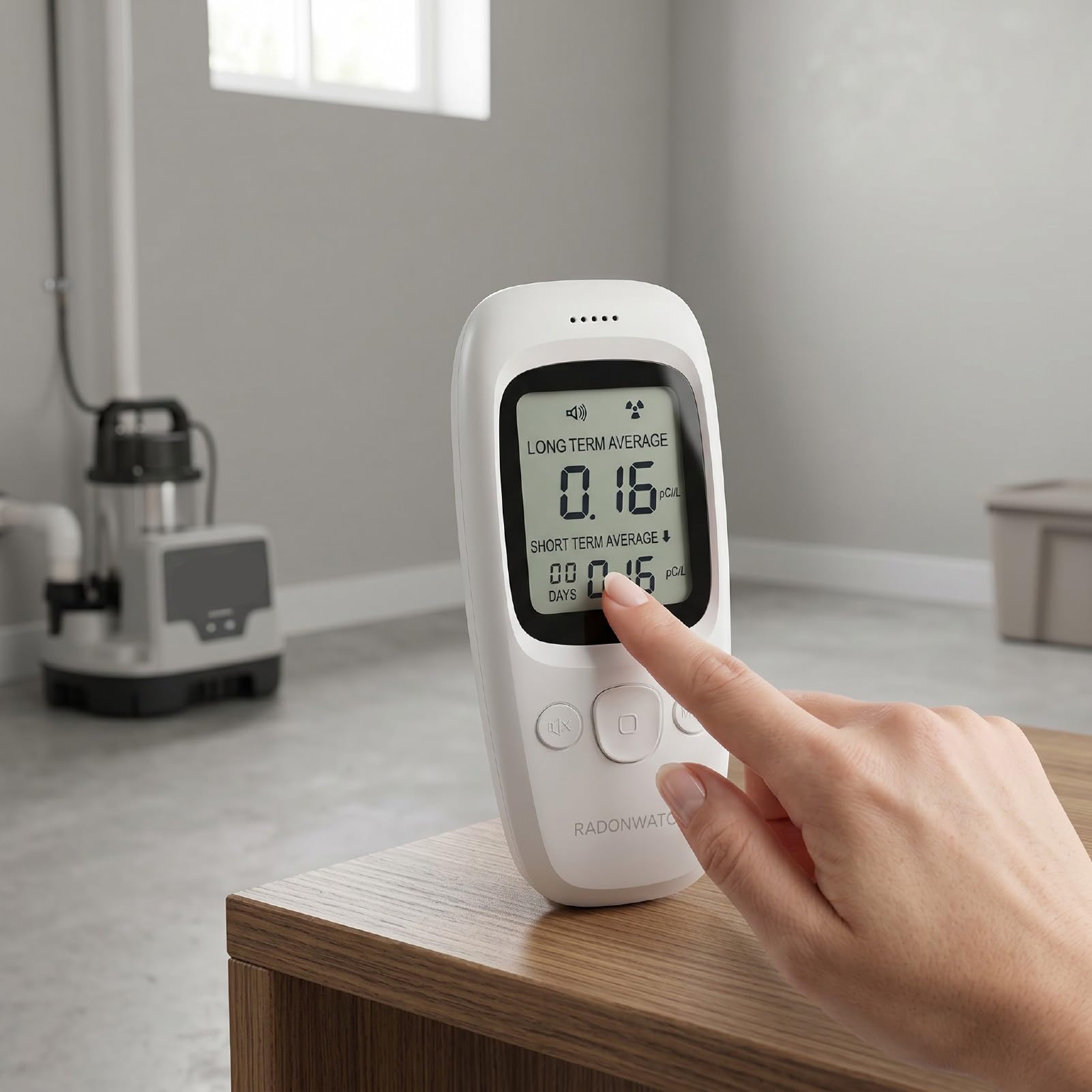 Luocute Rilevatore Portatile di Radon, Monitor a Doppia modalità, 0-270 PCi/L, for Monitoraggio della qualità Dell Aria in Ambienti Interni