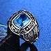 MASOP High School Male Stainless Steel Rings with Blue Crystal Fashion Jewelry Rings Size 12