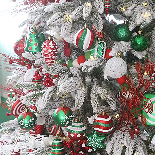 Sea Team 77-Pack Assorted Shatterproof Christmas Balls Christmas Ornaments Set Decorative Baubles Pendants With Reusable Hand-Held Gift Package For Xmas Tree (Elf) #TOP7