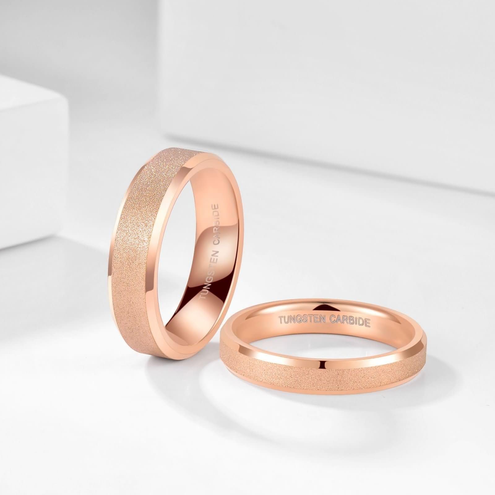 Anillo de Promesa Oro Rosa Tungsteno Hombre y Mujer para Grabar