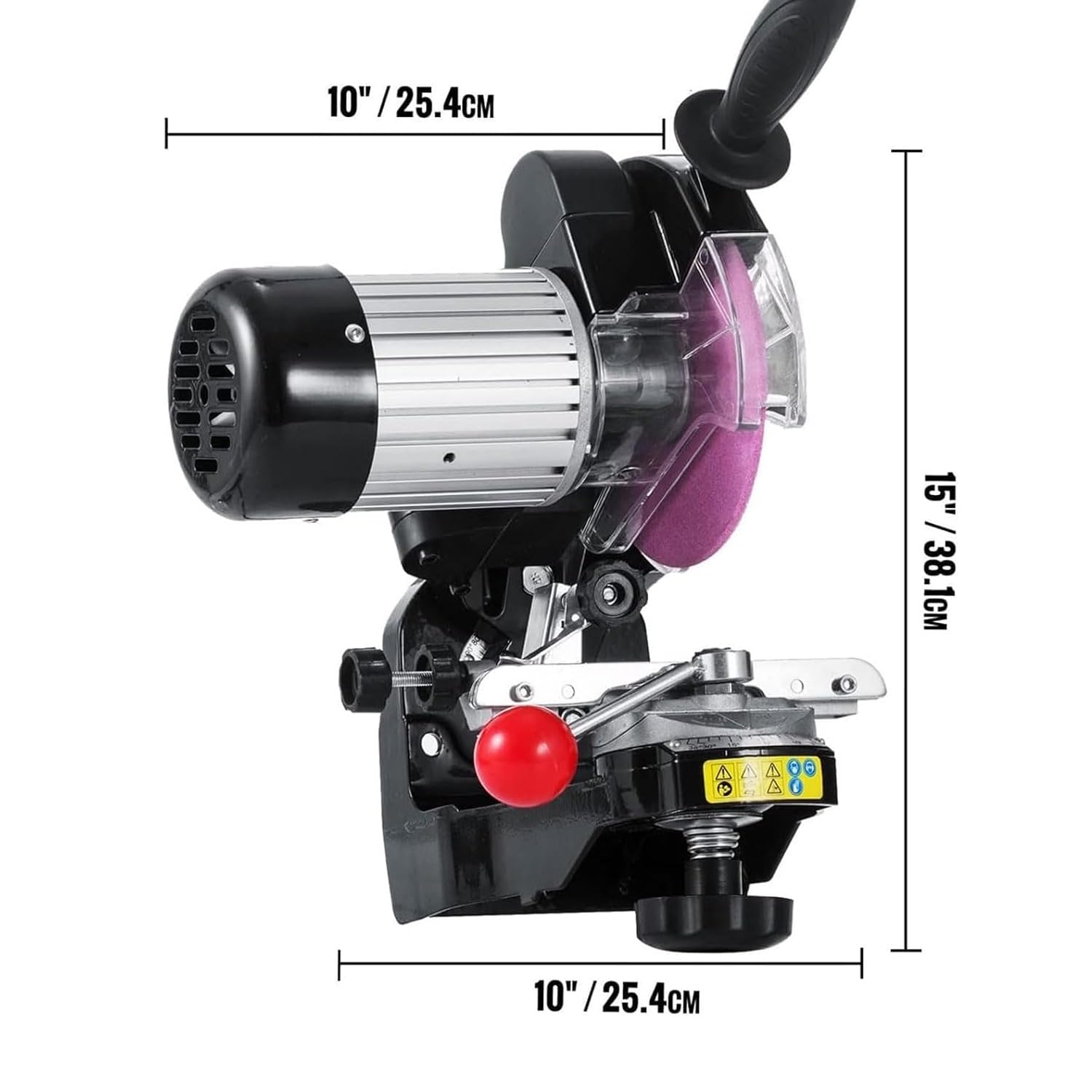 Afiladora de motosierras de 230 W, Amoladora de Cadenas portátil, ángulo Ajustable de 0 a 35°, 2 muelas afiladoras, para Uso doméstico, Industrial y Comercial.