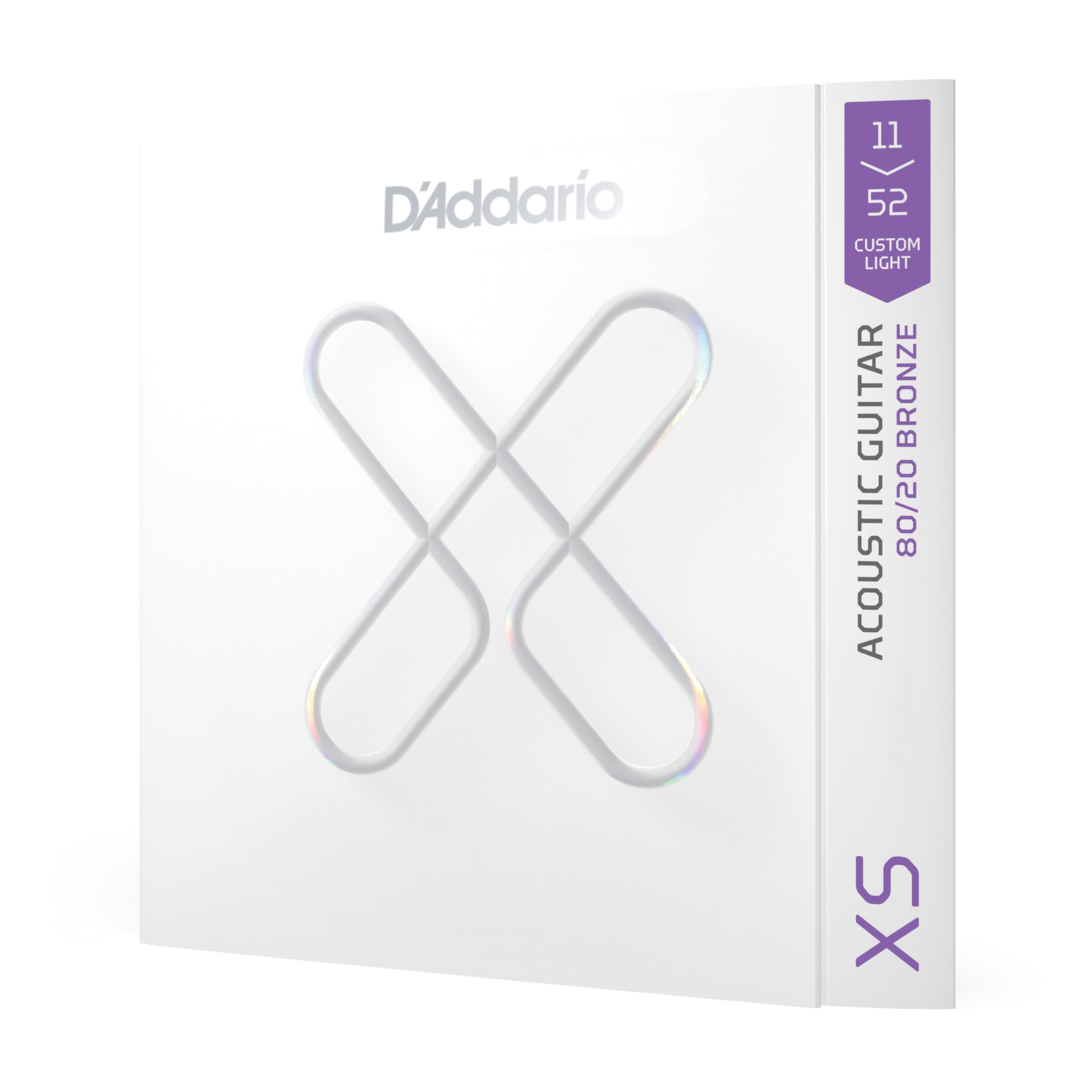 D'Addario Acoustic Guitar Strings, XS 80/20 Bronze Coated, XSABR1152, Custom Light Gauge 11-52, 6-String Set, Pack of 1