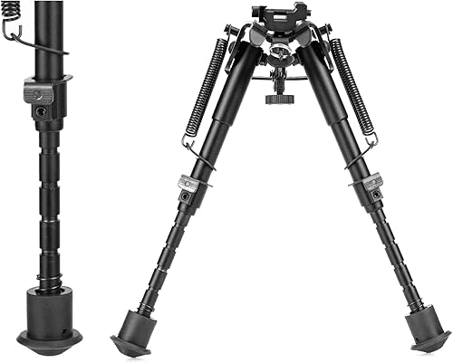 Miniatura 5 de Bípode de rifle de 6 a 9 pulgadas de altura ajustable con adaptador de montaje en riel Picatinny para tiro al blanco y caza, bípode táctico ligero,