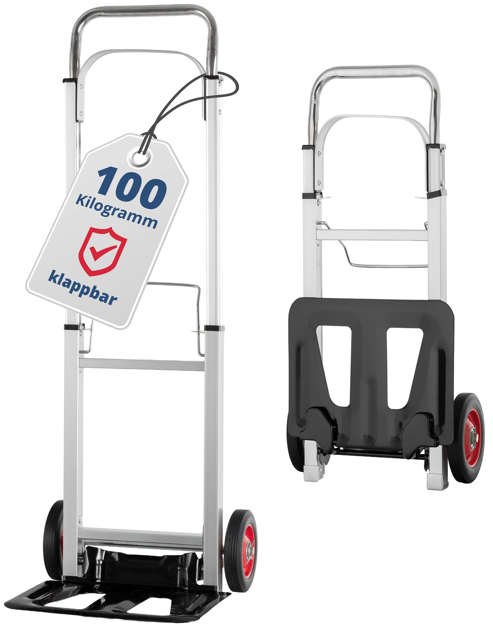 Carretilla Plegable Stagecaptain CBF-100 de Aluminio, Ligera, Capacidad 100kg, Pala de Acero, Ruedas de Goma. Ideal para mudanzas, jardín, almacén, Taller y Escenario. Color Plata.