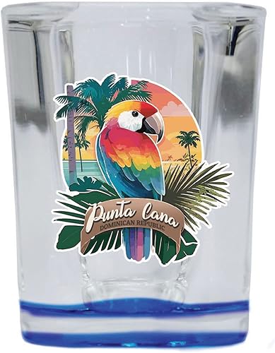 R and R Imports Punta Cana República Dominicana Souvenir - Vaso de chupito cuadrado de 2.5 onzas, color azul