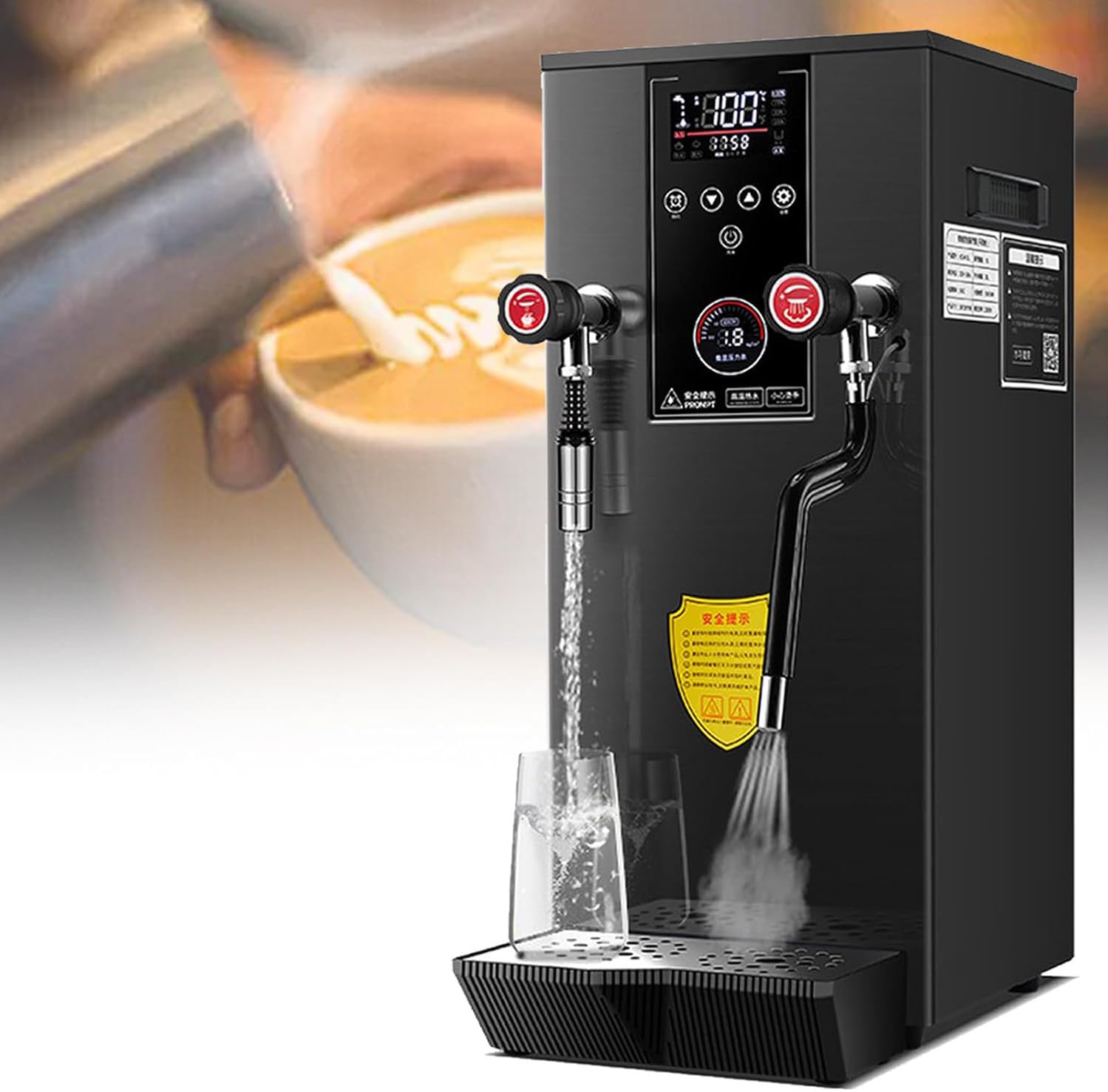 YXZYFPP 12L Commercial Milk Frother & Steamer - Automatic Electric Coffee Foam Maker for Lattes, Cappuccinos & Bubbles Tea - 110V Black (Black 220V)