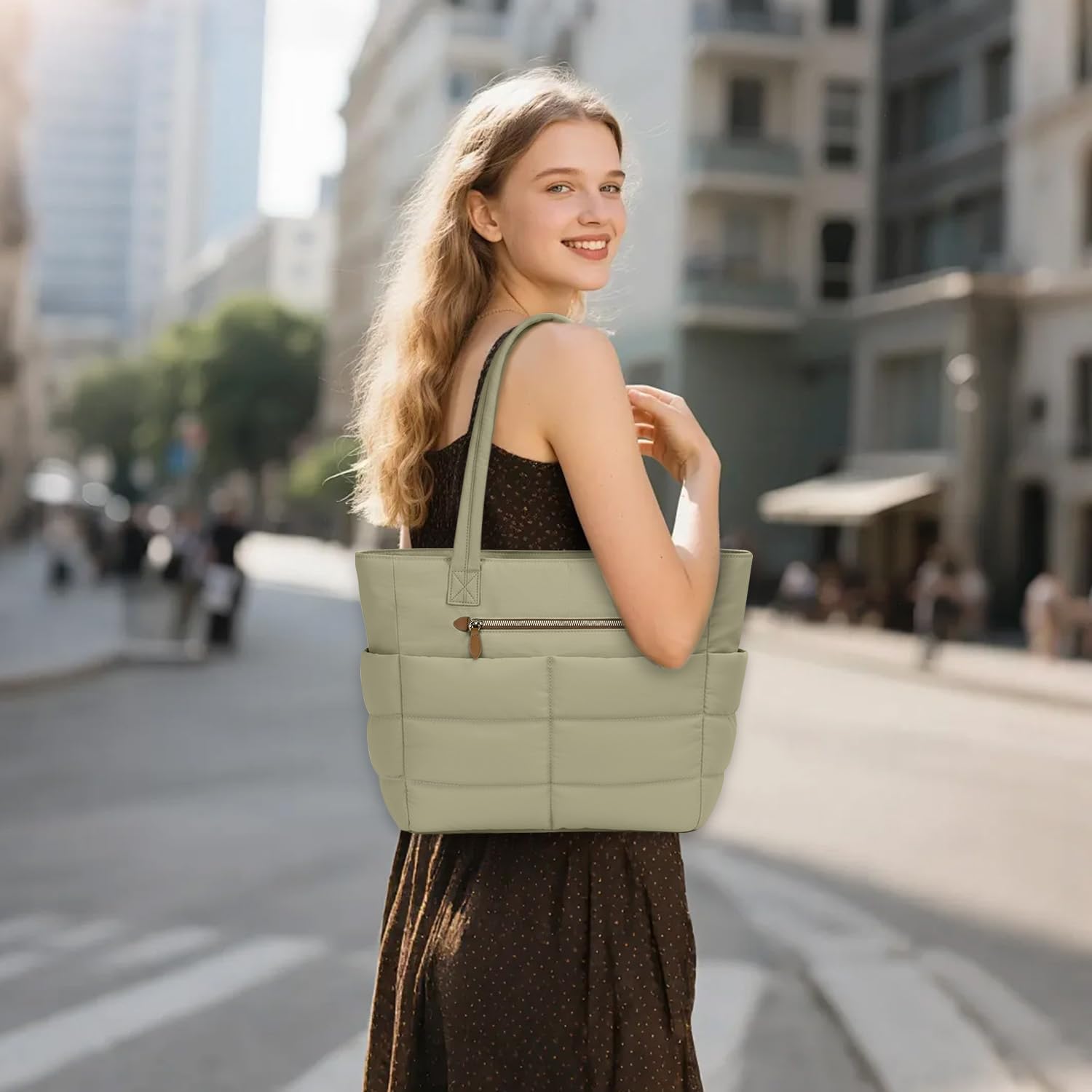 Large Tote Bag for Women Lightweight, Quilted Womens Work Shoulder Bag Cute Handbags for Women - Image 2