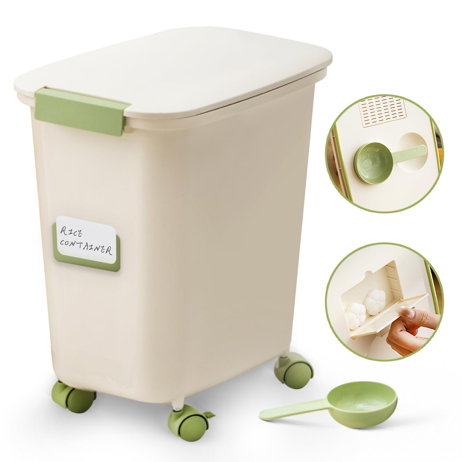 Distributore di riso 4,5 kg, contenitore con misurino, contenitore per alimenti e cereali, per uso domestico, per cucina, dispensa (B-20L-1)
