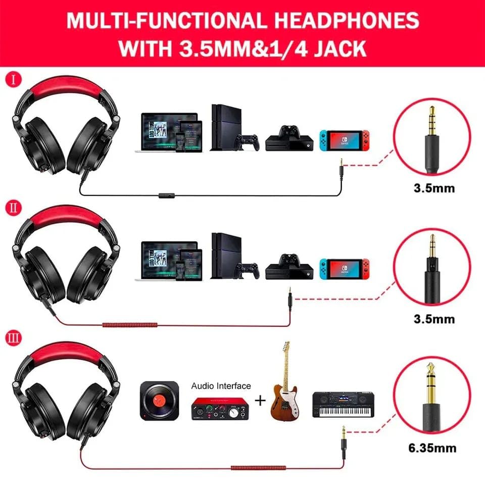 Cuffie over ear cablate con microfono Studio DJ Cuffie Monitor professionale Registrazione e miscelazione cuffie per gaming