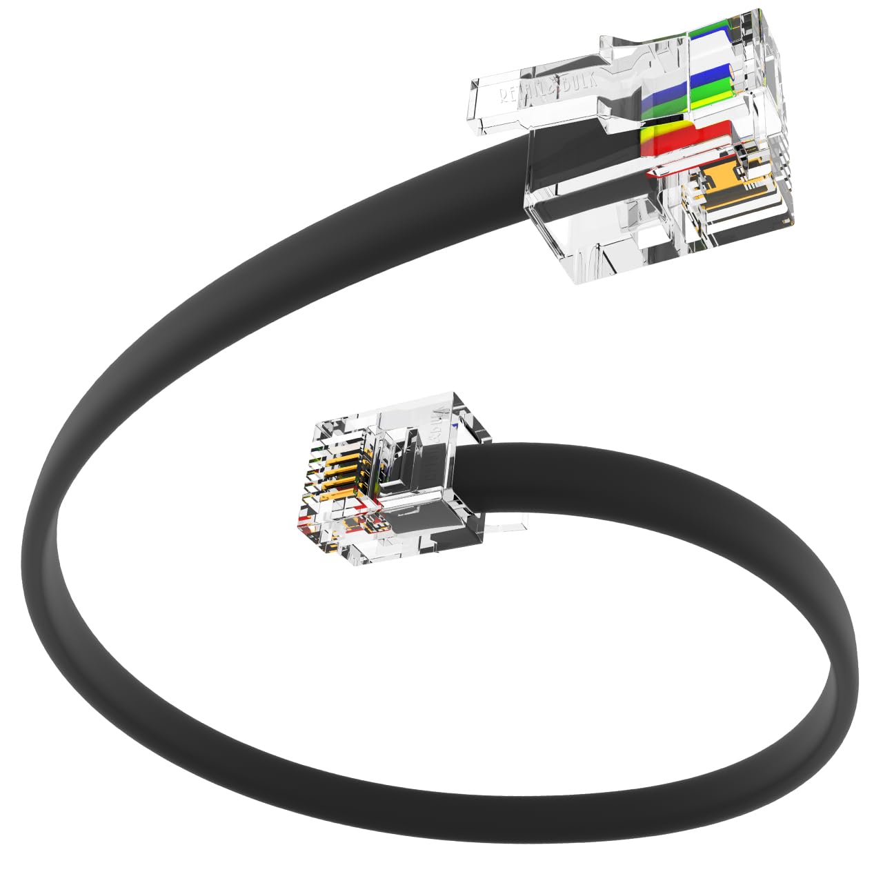 (3 Pack) 6 Inch Short Telephone Cable RJ11 Male to Male 6P4C Phone Line Cord with High End Materials, 100% Copper and Thick Gold Plating. Made in USA