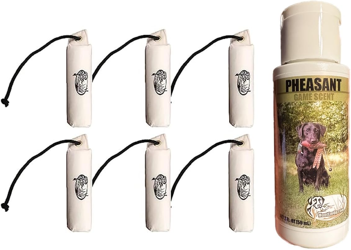 Ultimate Pheasant Dog Training Scent - with 3" White Canvas Bumpers (Qty:6)
