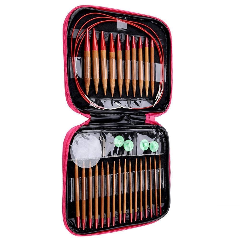 13 Paar Austauschbares Bambus Stricknadelset, 2,75mm -10,0 mm, Aluminium Rundstricknadeln Ring Set