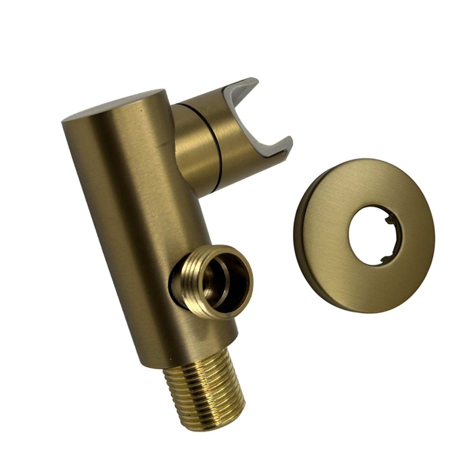 Soporte de salida ducha mano redondo for baño, soporte for auricular, conector manguera cuadrado for asiento Adecuado para cabezales de ducha(Brushed Gold)