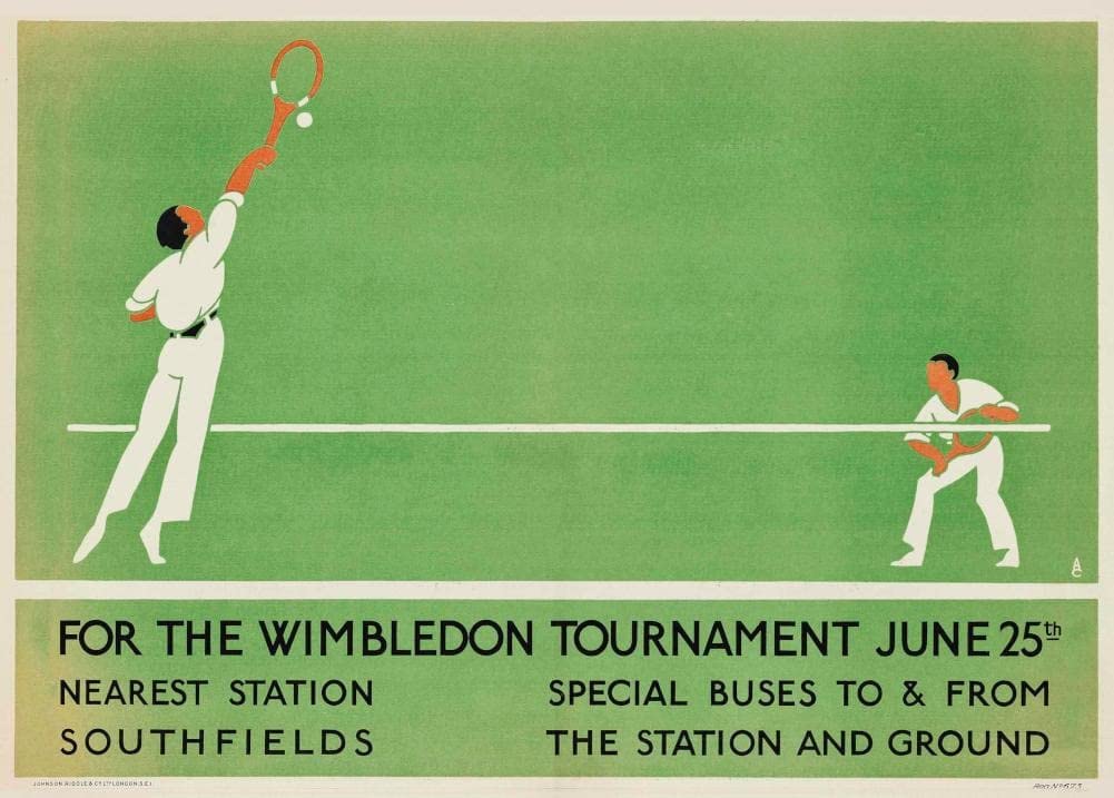 Vintage Tennis 'Wimbledon by London', England, 1922, Reproduction Vintage Art Deco Sports Poster (A4)
