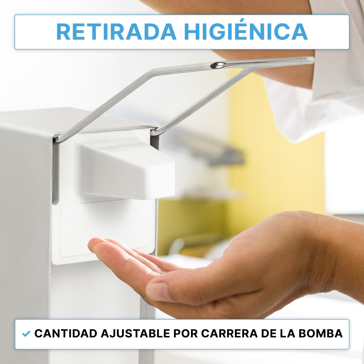 ARNOMED 2 dispensador de desinfectante con Bandeja Goteo, dispensador de jabón de Aluminio para 1000ml, dispensador de jabón para Montaje en Pared con Palanca Corta, eurodispensador de desinfectante