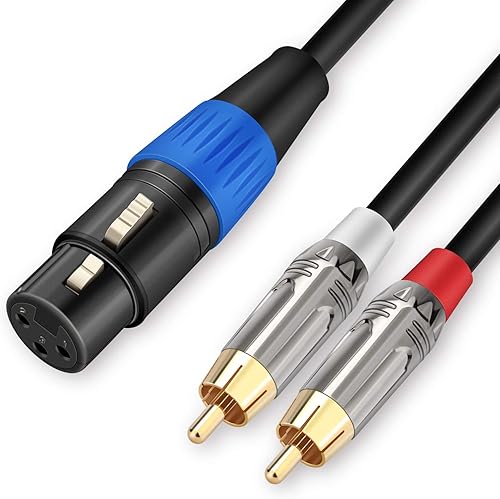 JOLGOO Cable de ruptura XLR hembra a doble RCA y divisor en Y, 1 XLR hembra a 2 RCA macho cable adaptador de cable de conexión Y, 6.6 pies