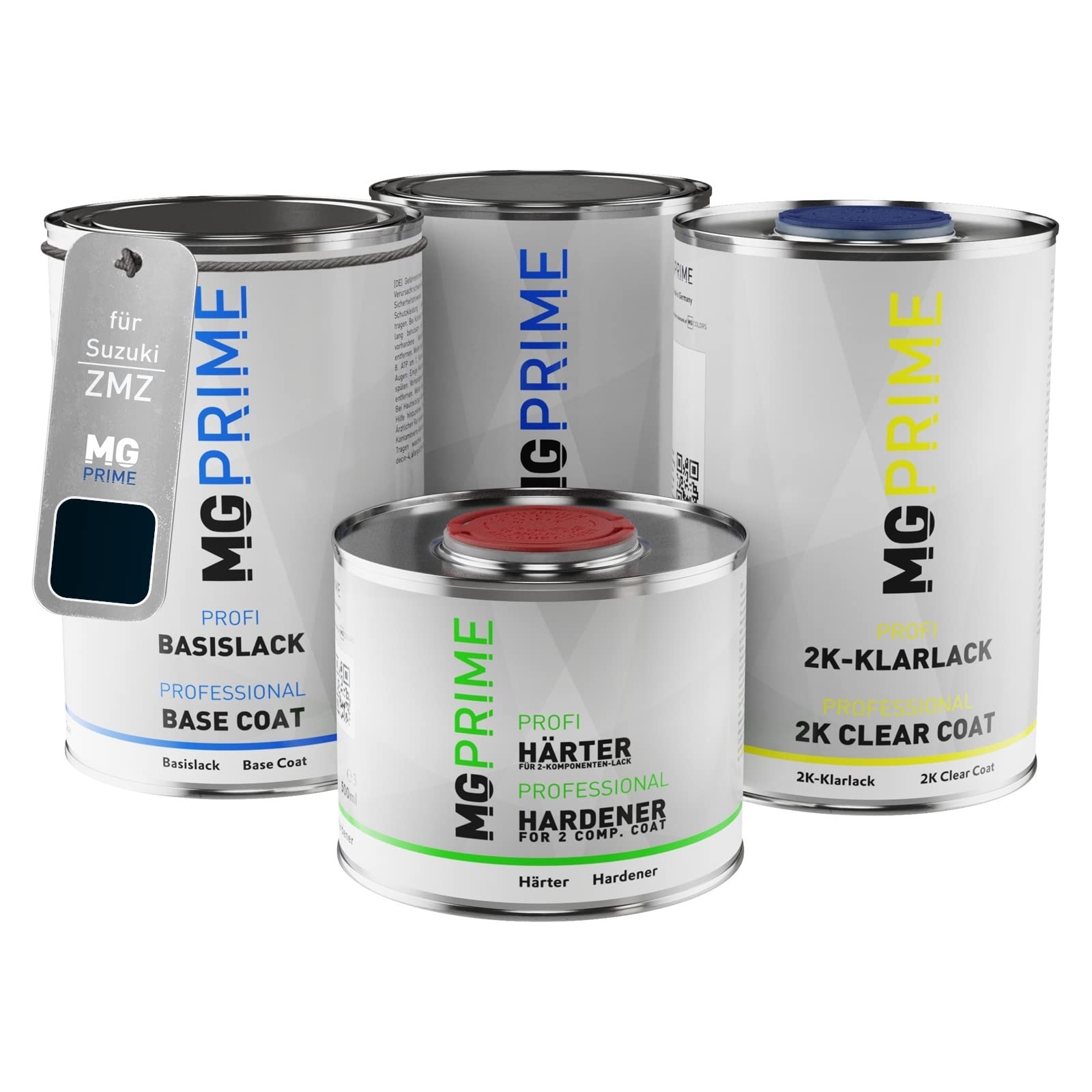 MG PRIMECar paint Can set for Suzuki ZMZ Prussian Blue Pearl/Deep Sea Blue Metallic under + base coat 2K clear coat hardener ready-to-spray 3.5l