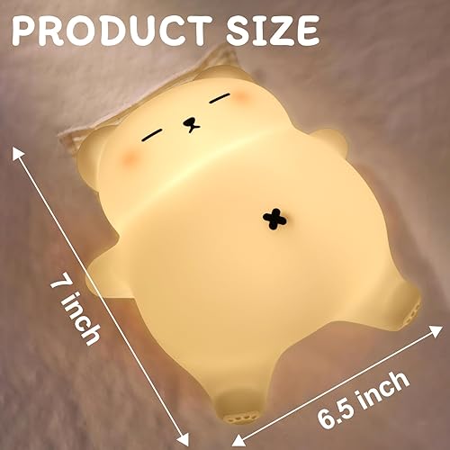 Miniatura 3 de Luz nocturna blanda para niños, luz nocturna de silicona con oso - recargable con sonidos calmantes de ronquidos y barriga móvil, control táctil de