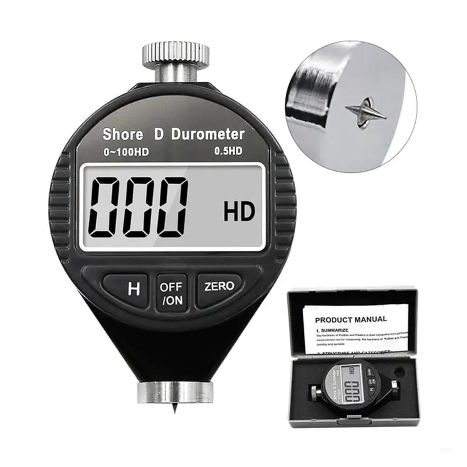 Durómetro Digital Portátil con Pantalla LCD, Esclerómetro, Durómetro For Neumáticos De Caucho Y Metal.