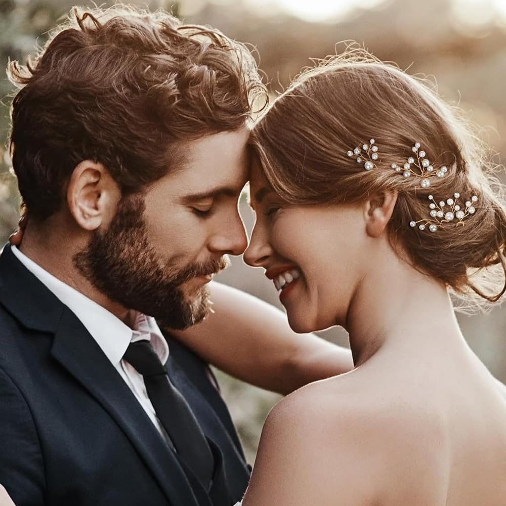 7 Pezzi Forcine Capelli Sposa Set di Forcine a Forma di U Eleganti Acconciatura da Sposa con Perle per Damigelle Donne Ragazza