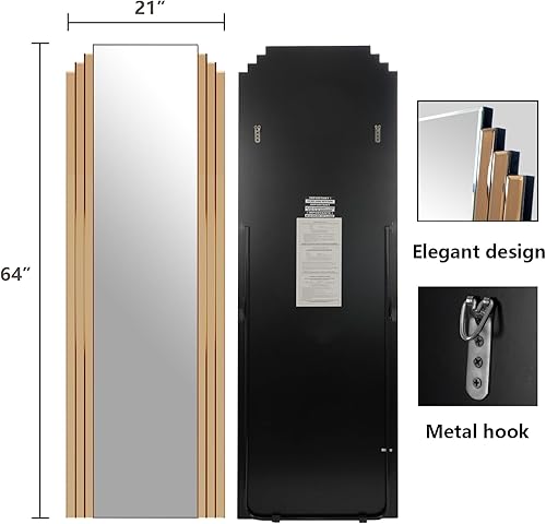 Miniatura 4 de WallBeyond Espejo de longitud completa con soporte de 64 x 21 pulgadas, espejo rectangular grande de longitud completa montado en la pared para sala