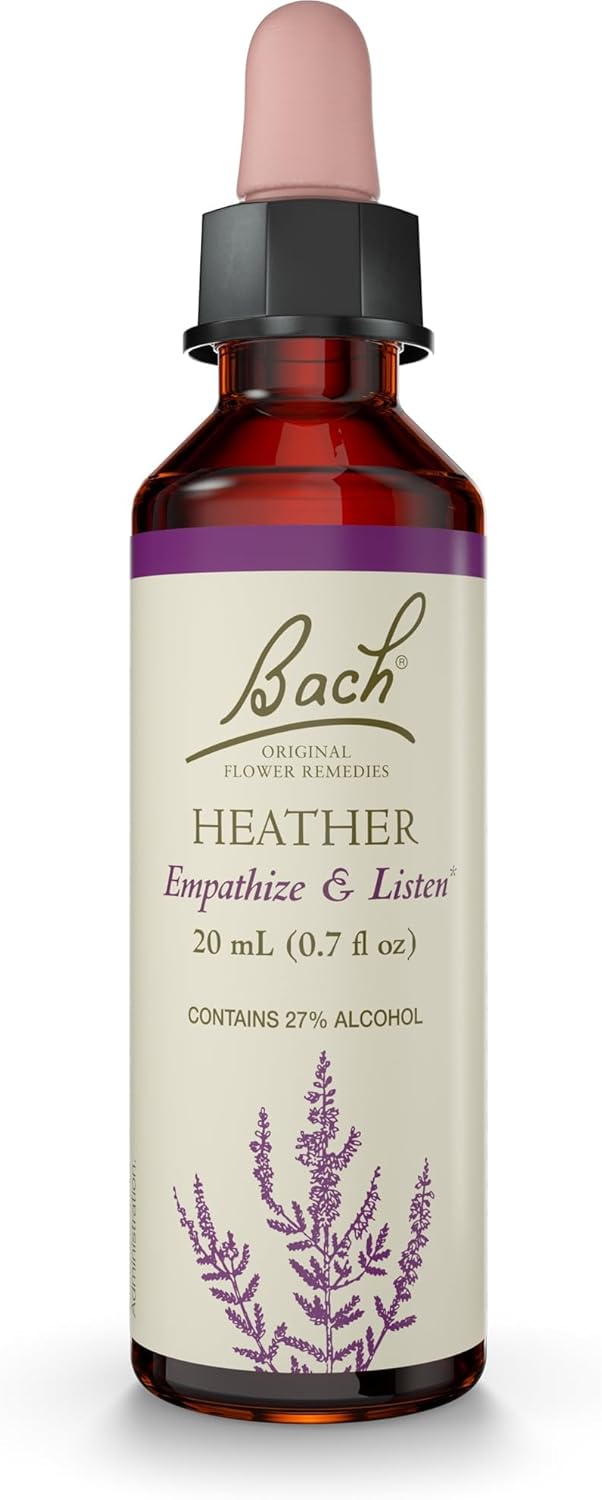 Bach Original Flower Remedies, Heather for Empathy, Natural Homeopathic Flower Essence, Holistic Wellness, Vegan, 20mL Dropper
