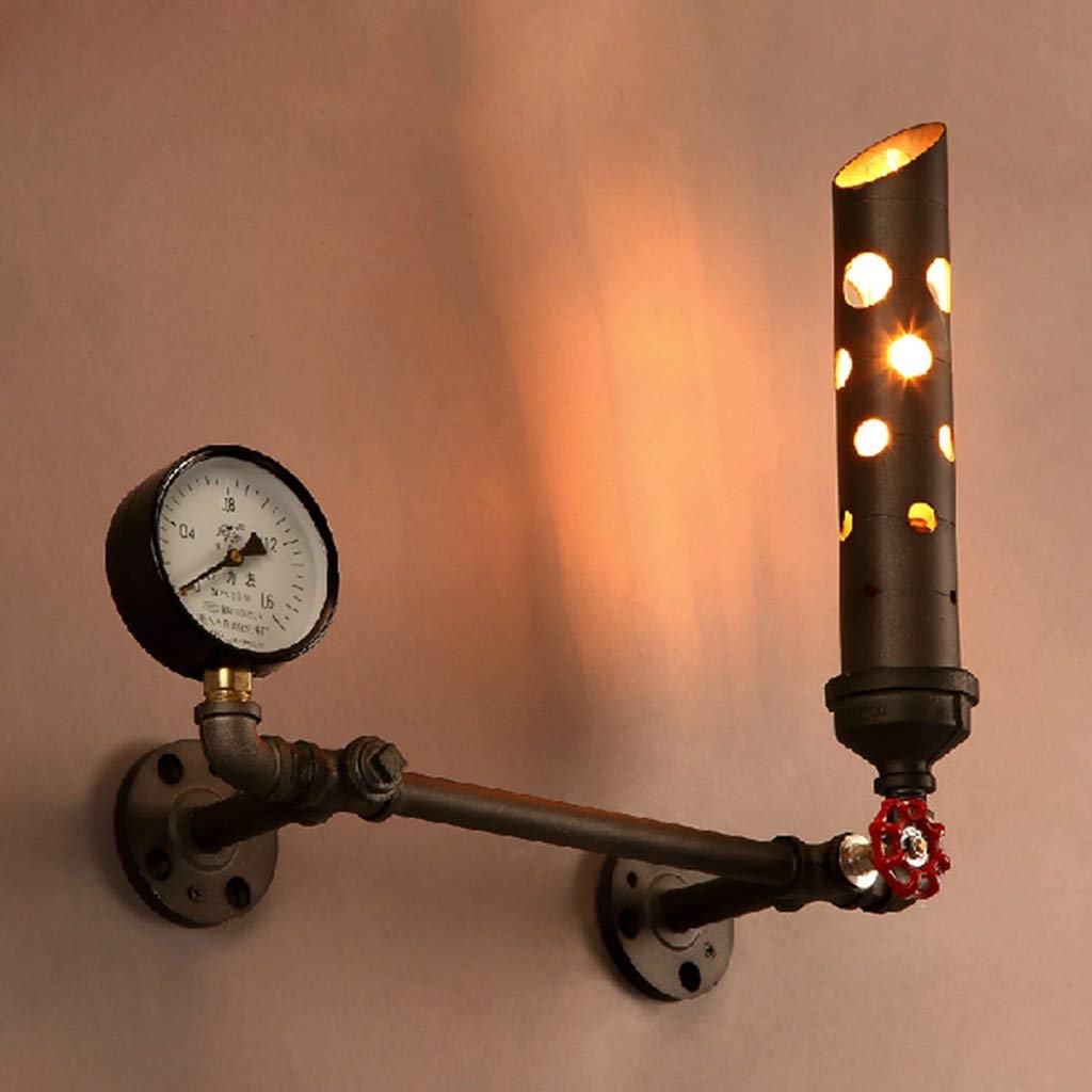 Lampe murale industrielle MU style rétro loft en métal noir pour éclairage de couloir