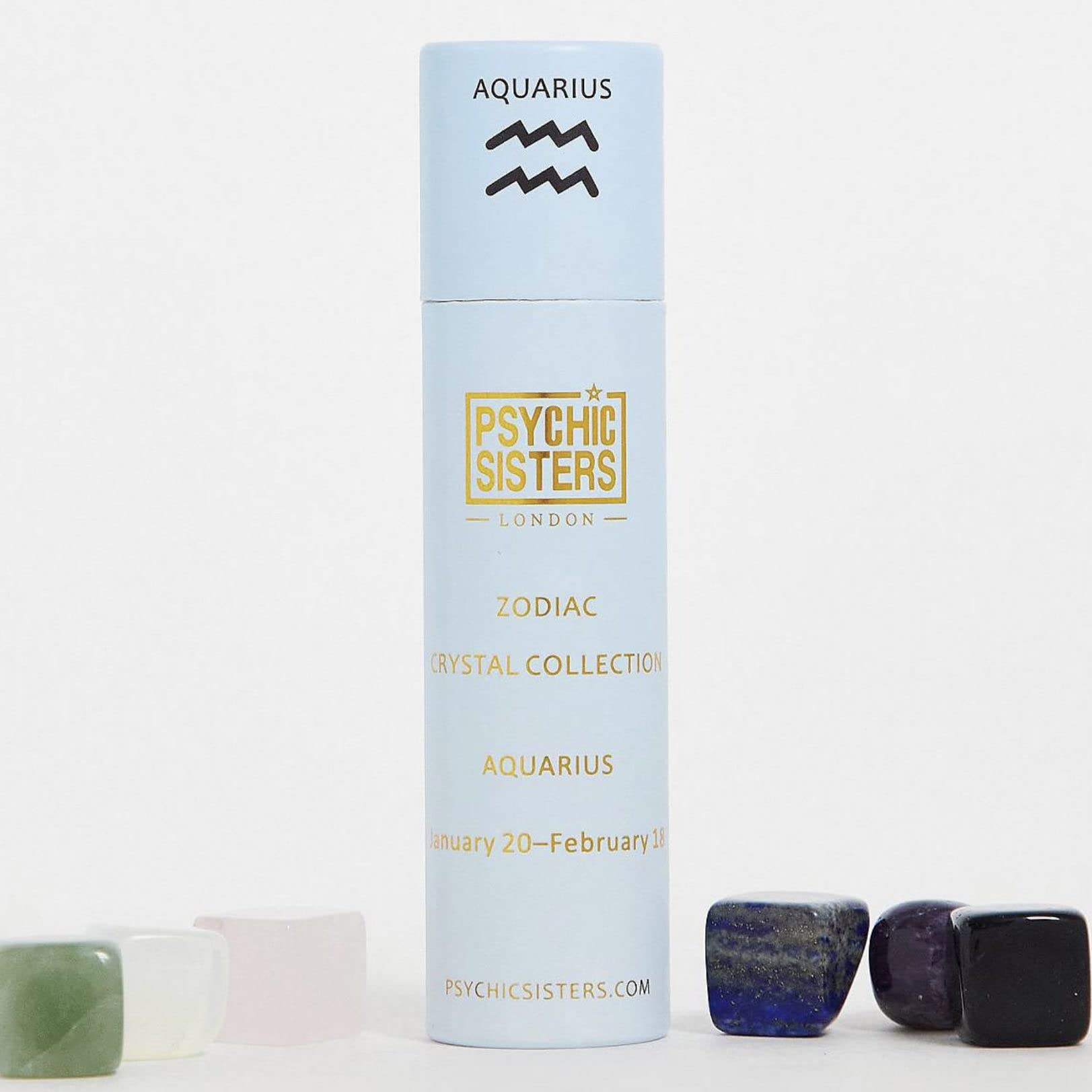 Psychic Sisters - Zodiac Crystal Set - Aquarius - 6 Different Gemstones - Handmade in The UK - Individually Chosen Crystals - Reiki Cleansed & Energised - Unique Crystal Set