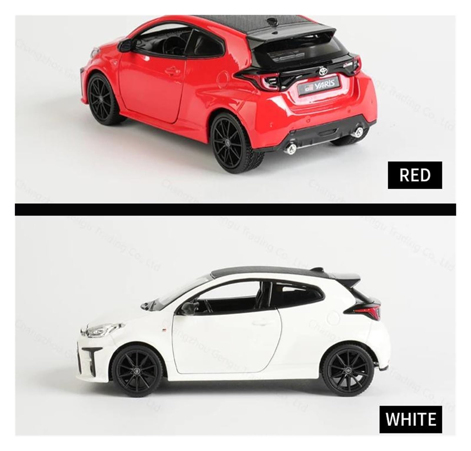Veicoli a Motore in Scala 1:24 for Toyota Yaris GR in Miniatura, Simulazione Statica in Scala, Modello di Auto in Lega Pressofusa, Ornamenti Modello di Auto Replica(White)