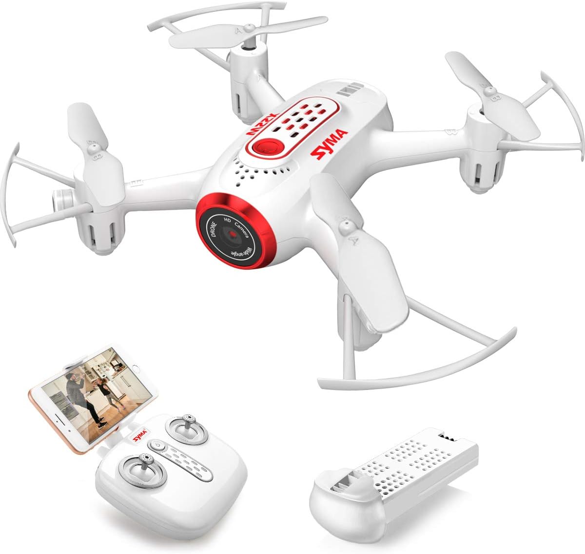 SYMA X22W Drone with Camera Live Video FPV Nano Pocket Mini Drone for Kids and Beginners, RC Quadcopter with App Control, Altitude Hold, 3D Flips, Headless Mode, White