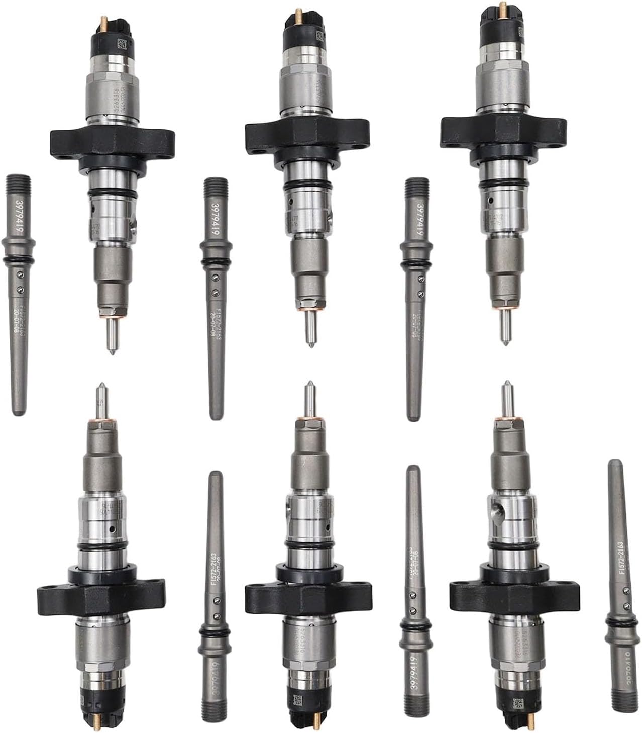 6PCS 0445120238 0986435505 Diesel Fuel Injector With Connector Tubes Compatible with 2004-2009 Dodge Ram 2500 3500 Pick-up Cummins ISB 5.9L Replace 0445120032 0445120103 0445120208