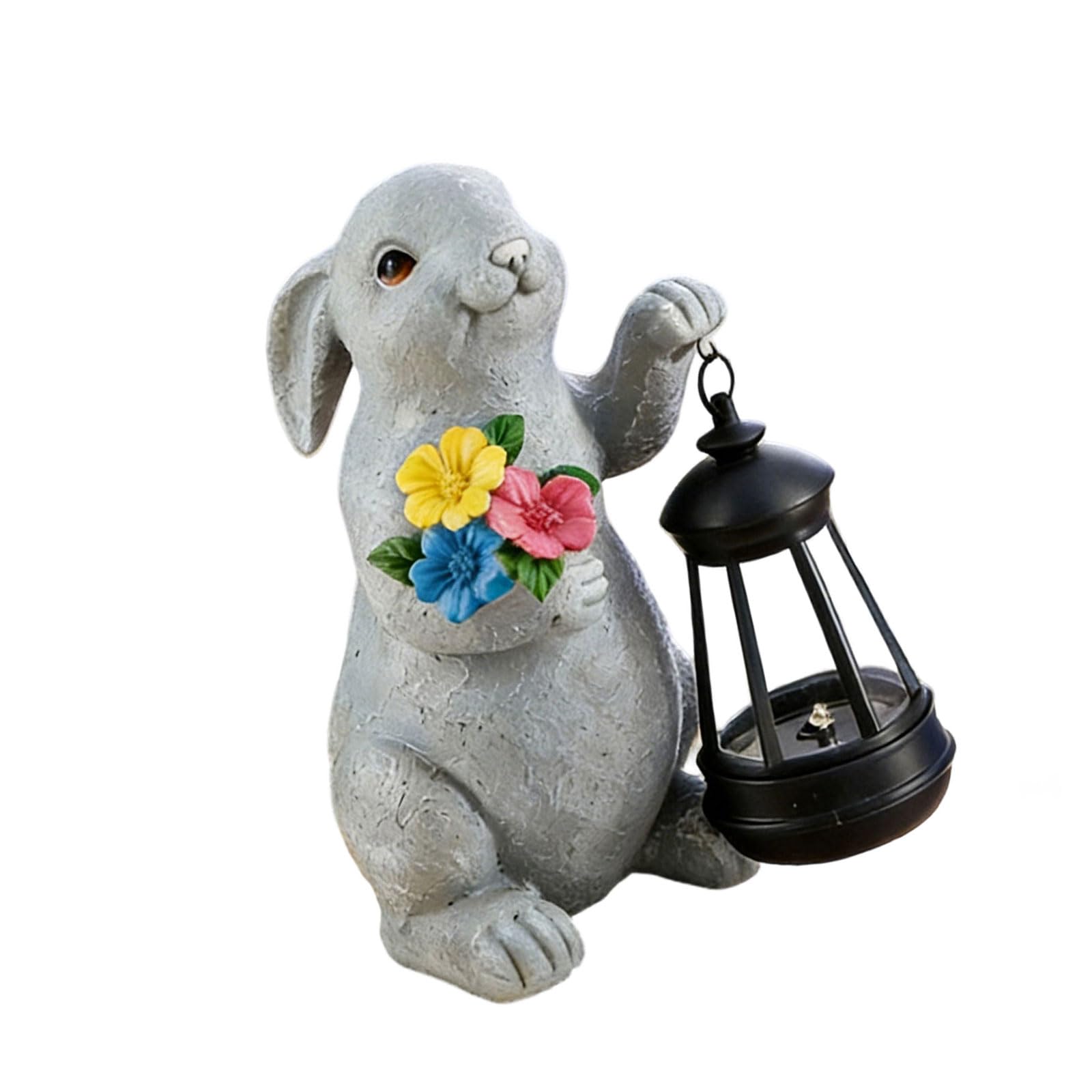 Tsophreniq Weatherproof Resin Easter Rabbits Solar Lamp for Holiday Yard Decoration Rabbits Molded Solar Light