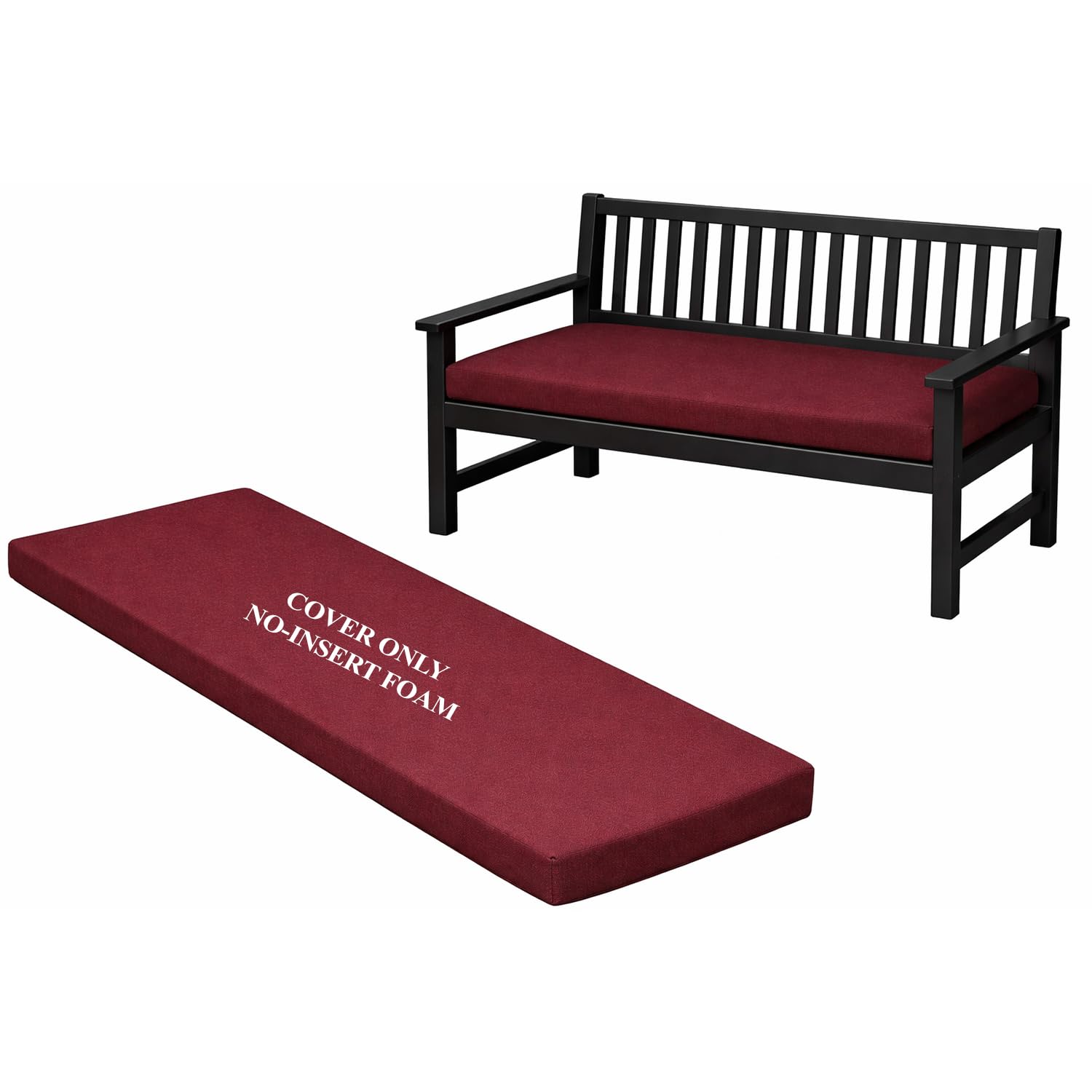 2/3/4 Seater Outdoor Bench Cushion Waterproof 100% Polyester Replacement Cover Only for Garden, Rattan, Patio & Office Seat Pads, No Filling or Foam Insert (Burgundy, 2 Seater (108x45x6cm))