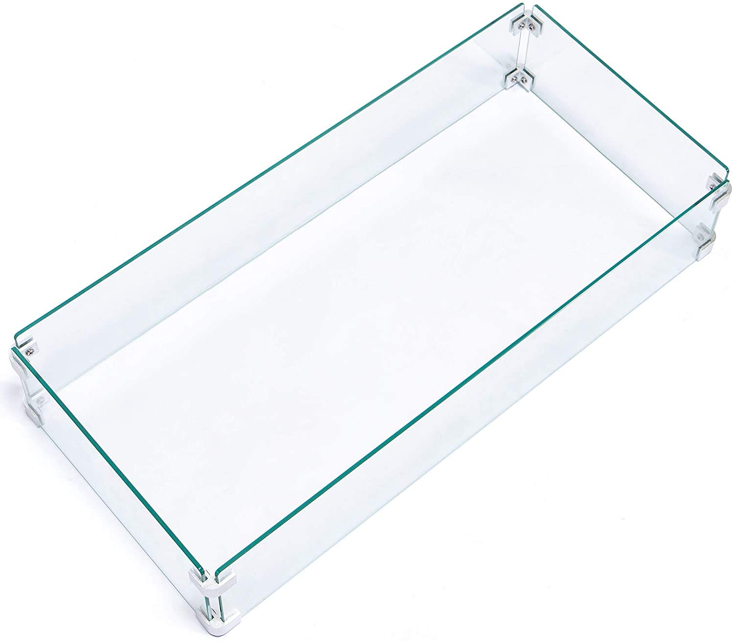Tempered Glass Wind Guard Rectangular-30''L x 13.7''W x 6''H,Thickness 5mm Replacement for Outdoor Propane Fire Pit Tables Fireplaces Transparent
