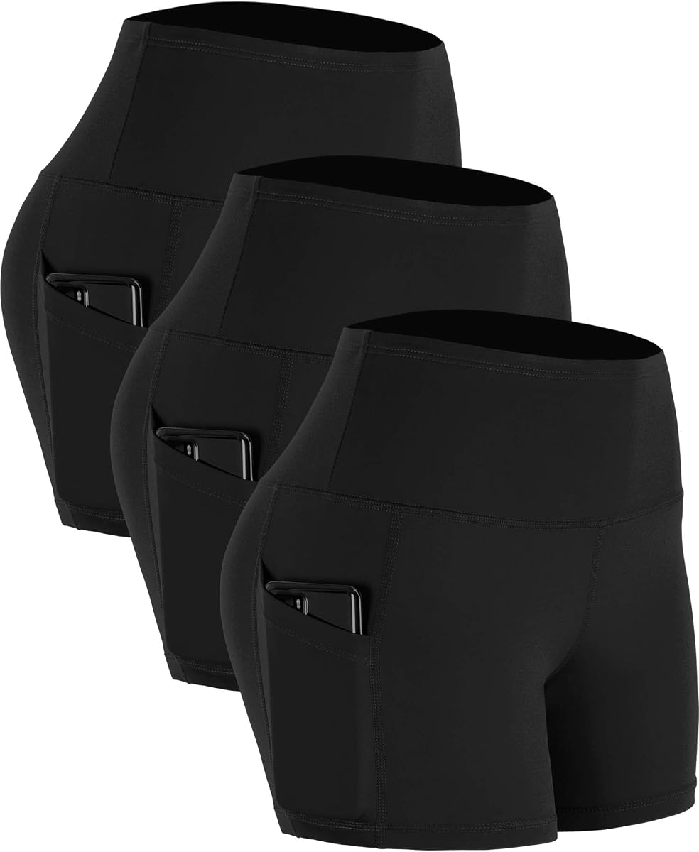 CADMUS Pantalones cortos deportivos de cintura alta para mujer, yoga, fitness, correr, con bolsillos profundos