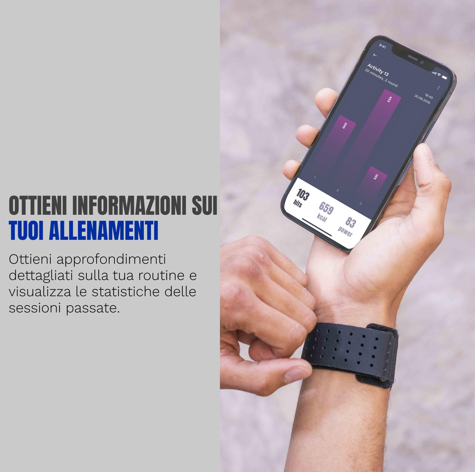 Sensori Bluetooth Boxe – Tracker Colpi per Sacco e Shadow Boxing, Monitoraggio Potenza Velocità e Conteggio in Tempo Reale | App PunchLab | iOS & Android
