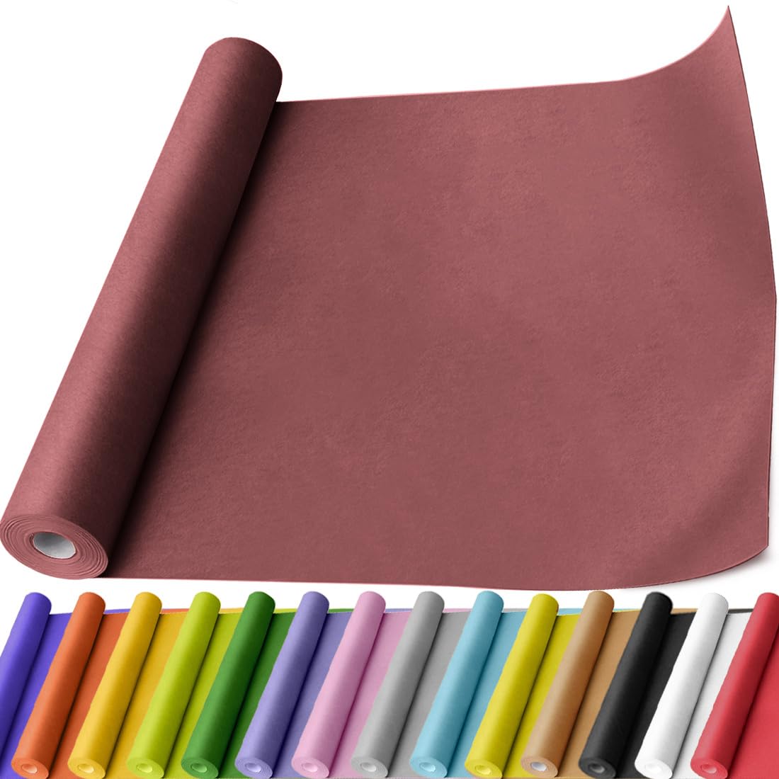 Ph Perkhomy Wine Red Perkhomy Kraft Paper Roll 17.5" X 760" (63') For Gift Wrapping Bouquet Flower Art Painting Craft Writing Packaging Shipping 80Gsm 55Lb (, 17.5" X 63')