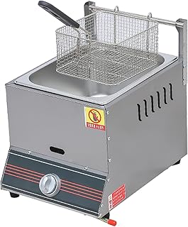 Frytownica gazowa, komercyjna lekka blat ze stali nierdzewnej antypoślizgowy energooszczędny łatwy w czyszczeniu z koszami i pokrywkami