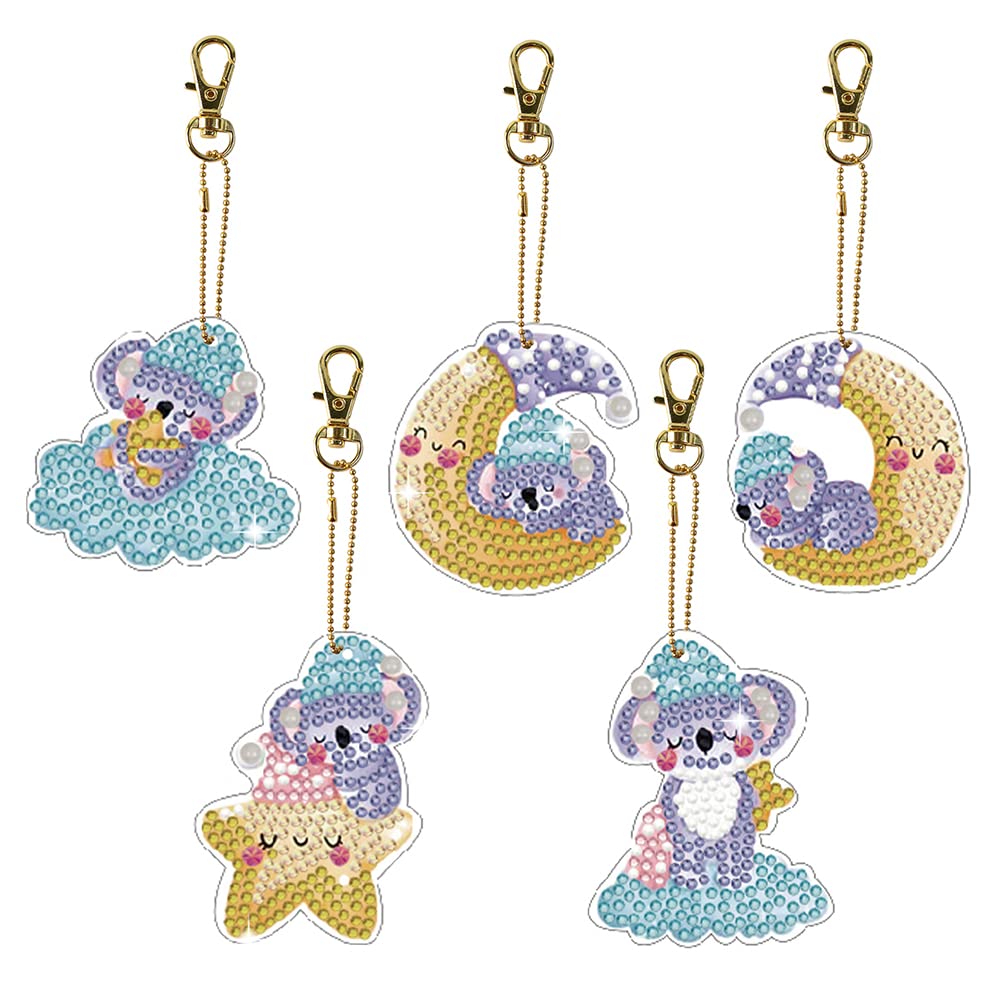 Kit Peinture Diamant Porte-clé Chat - DIY Strass, Double Face, Bricolage Créatif, Cadeau Fait Main