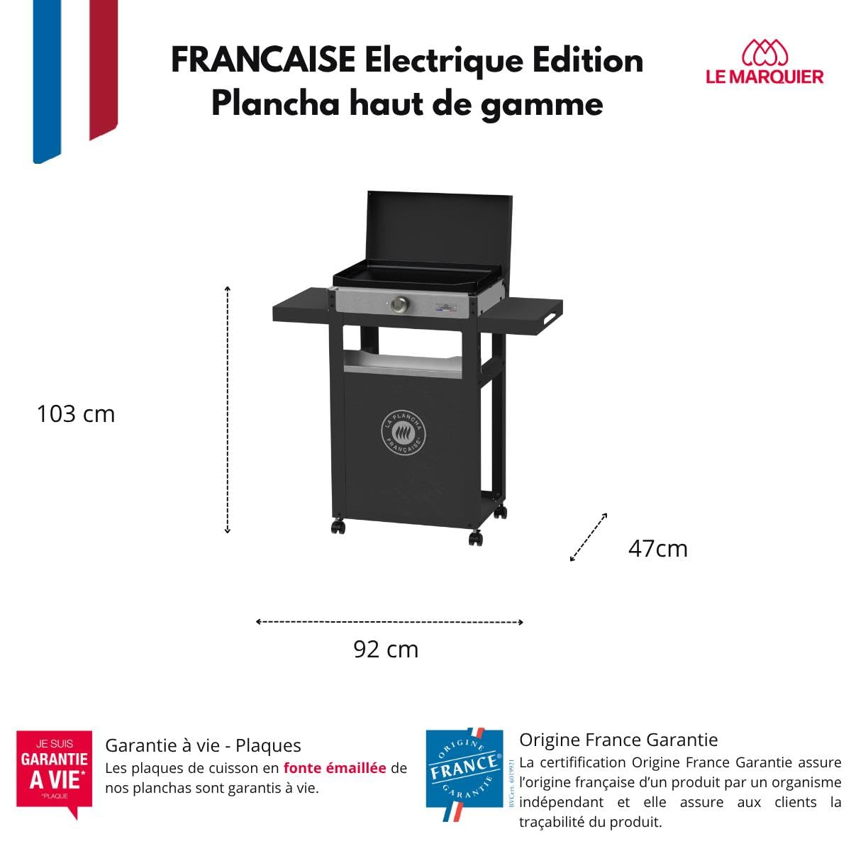 LE MARQUIER La Plancha Francaise Electrique 150 Duo Edition (Couvercle, Chariot, Porte Épices Et Rideau Inclus)