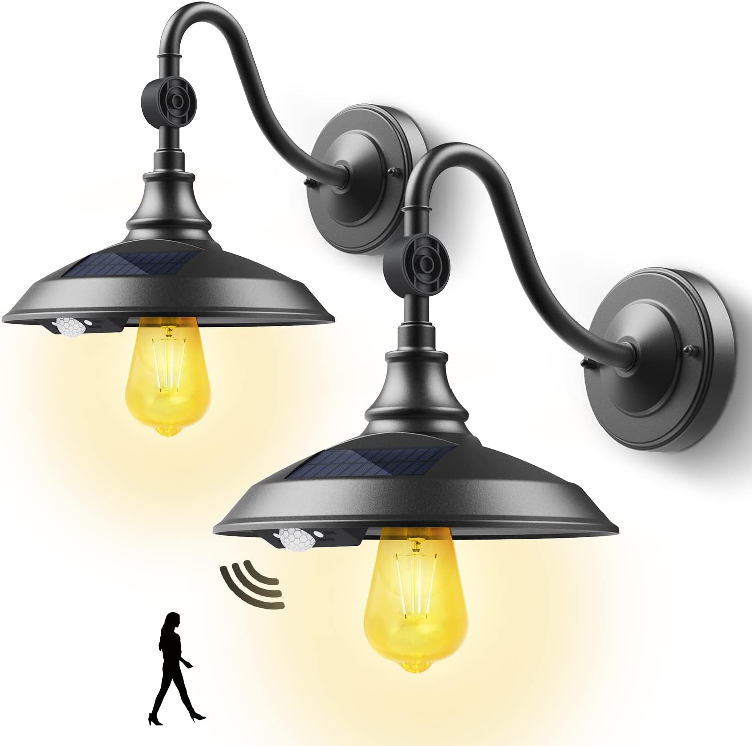 Vkndoynt Solar Barn Lights Outdoor, 2 Pack Retro Chicken Coop Lights