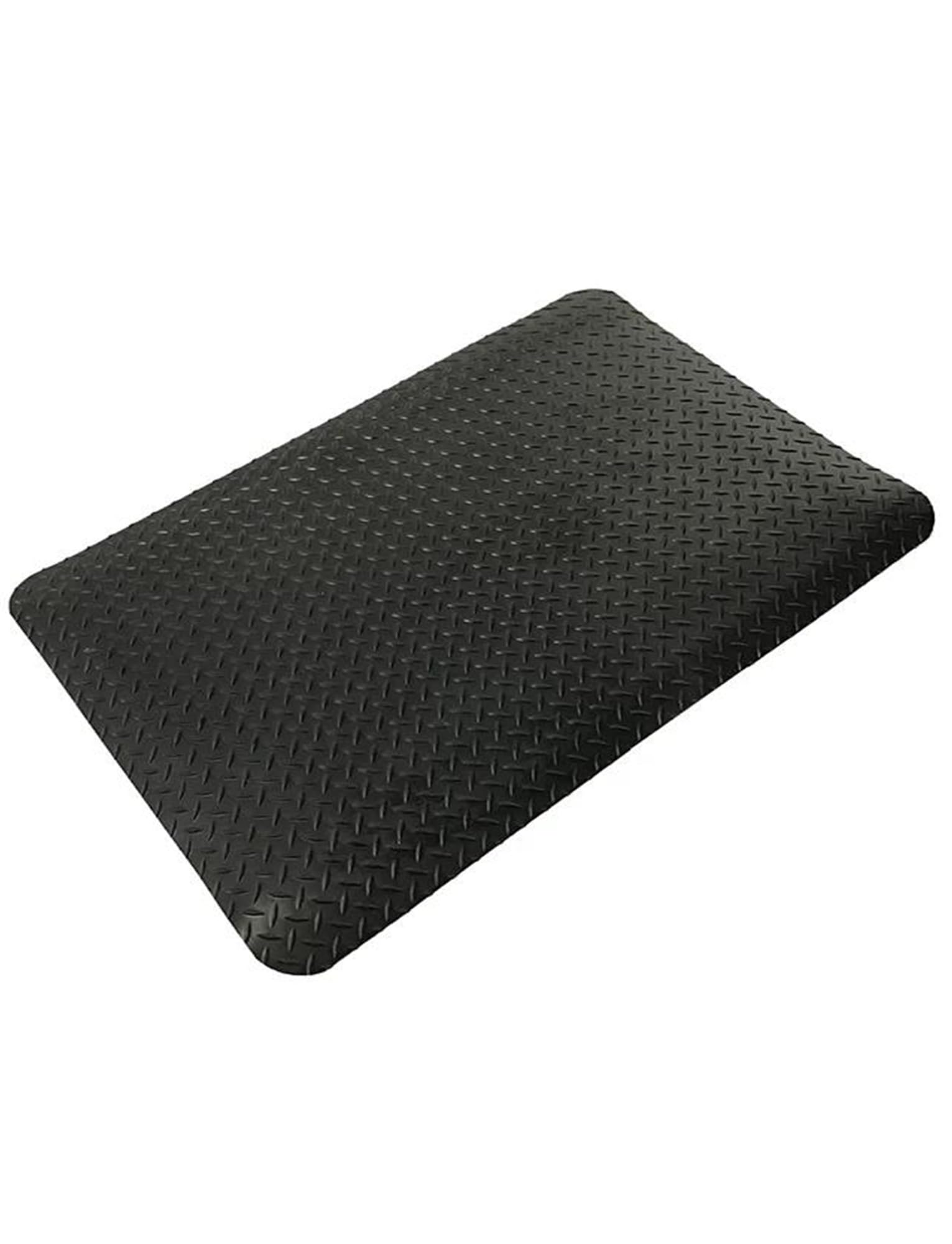Alfombra Anti Fatiga 20/25/30mm Taller Garaje Cocina Suelo Antideslizante | Estestera Gruesa Trama Diamante Alivio para Piernas Espalda Almacén Gimnasio Trabajo(Black,45x60X2.5cm)